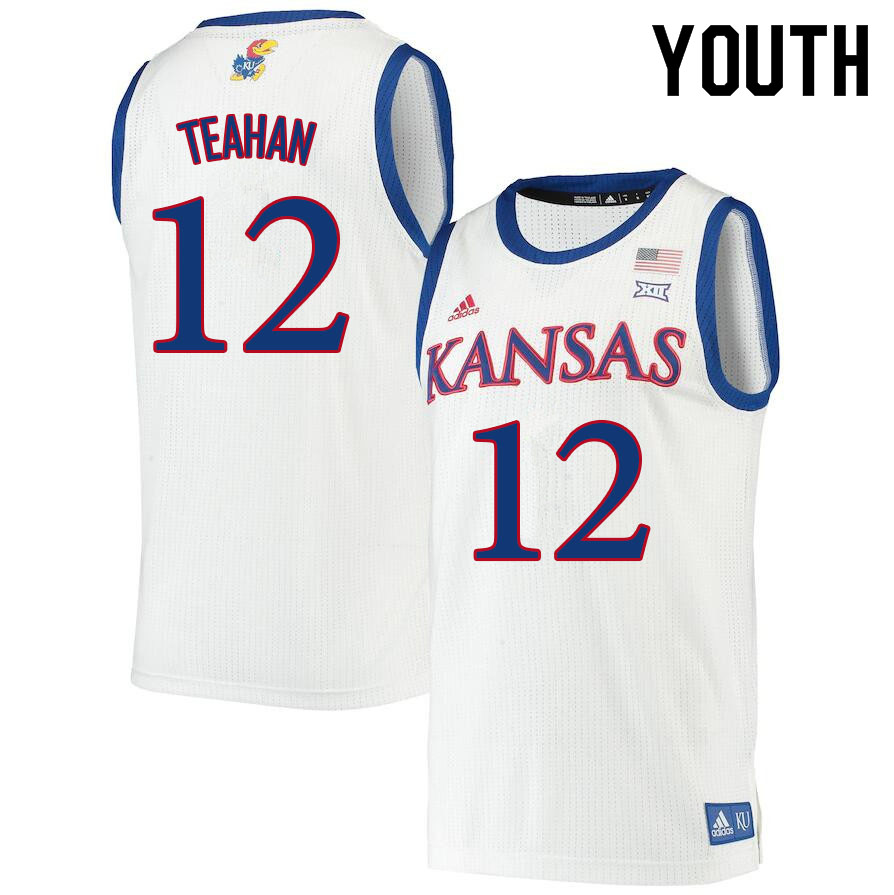 Youth #12 Chris Teahan Kansas Jayhawks College Basketball Jerseys Sale-White